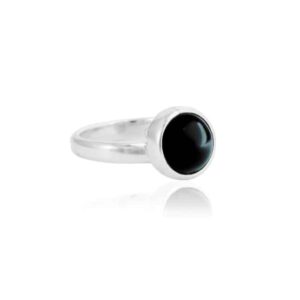 Verstelbare Zilveren Ring Plata Edelsteen Obsidiaan (Sterling Zilver