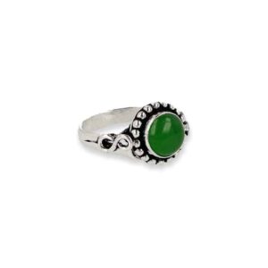 Verzilverde Ring Agaat Groen &apos;Infinity&apos; (Maat 16