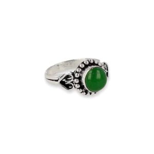 Verzilverde Ring Agaat Groen &apos;Love&apos; (Maat 16