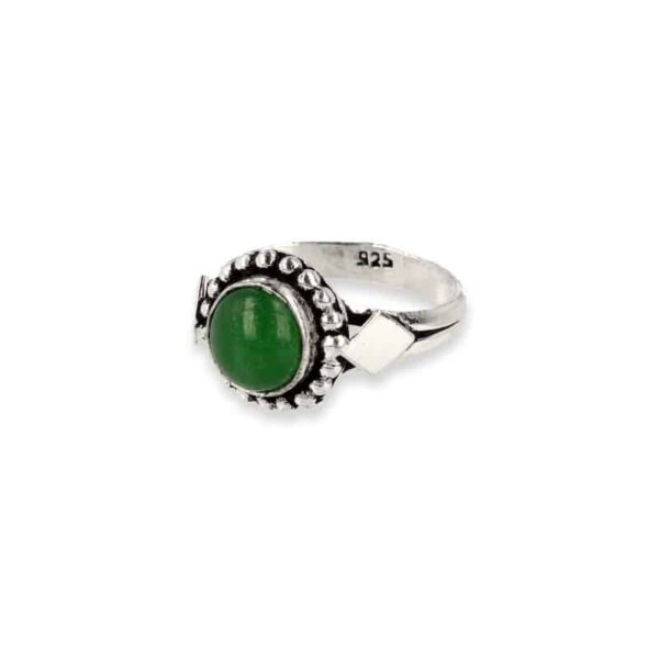 Verzilverde Ring Agaat Groen &apos;Ruit&apos; (Maat 16