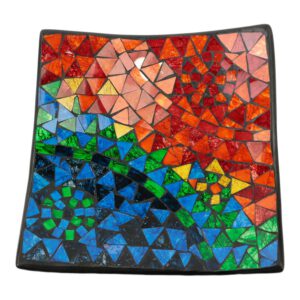 Vierkante Schaal Mozaïek Regenboogkleuren (20 x 20 x 6 cm)