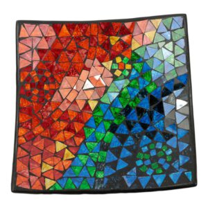 Vierkante Schaal Mozaïek Regenboogkleuren (29 x 29 x 8 cm)