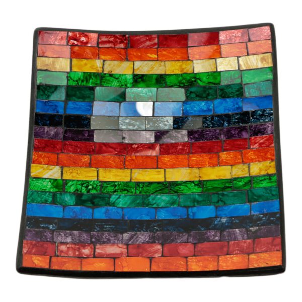 Vierkante Schaal Mozaïek rechte Lijnen Regenboogkleuren S