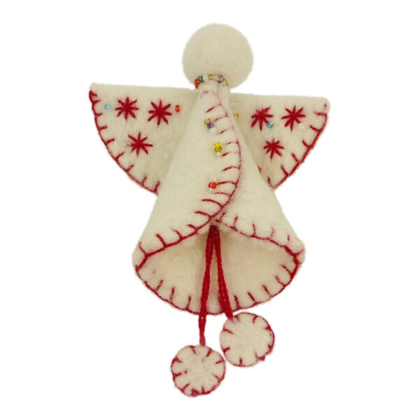 Vilten Broche Engel Wit-Rood