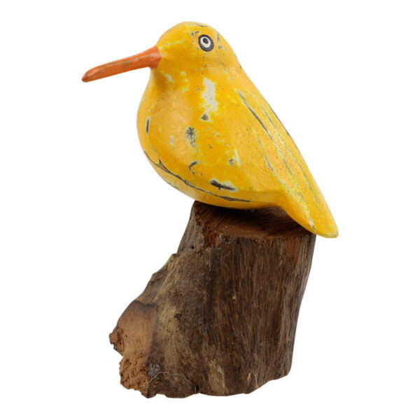 Vogel op Houten Stronk - Geel