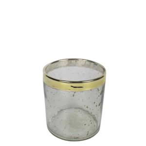 Waxinelichthouder van Handgeblazen Glas Helder Stenen (9 x 7