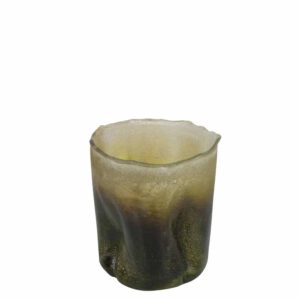 Waxinelichthouder van Handgeblazen Glas Olijfgroen (9 x 7