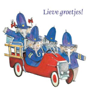 Wenskaart - Spuit Elf Lieve Groetjes Brandweerwagen (Set van 6)