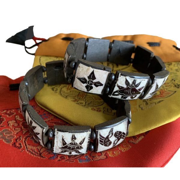 Yak Benen Armband 8 Gelukstekens Zwart-Wit Large (Set van 2)