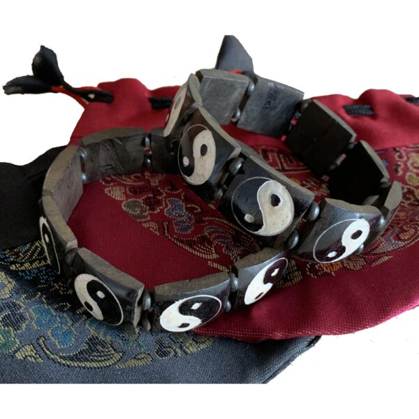 Yak Benen Armband Yin Yang Zwart-Wit Large (Set van 2)