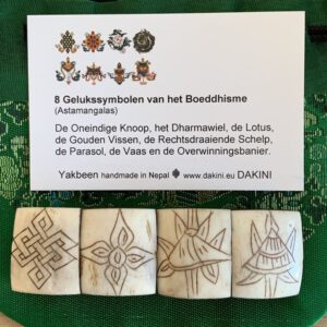 Yak Benen Armbanden met 8 Gelukstekens (Naturel)