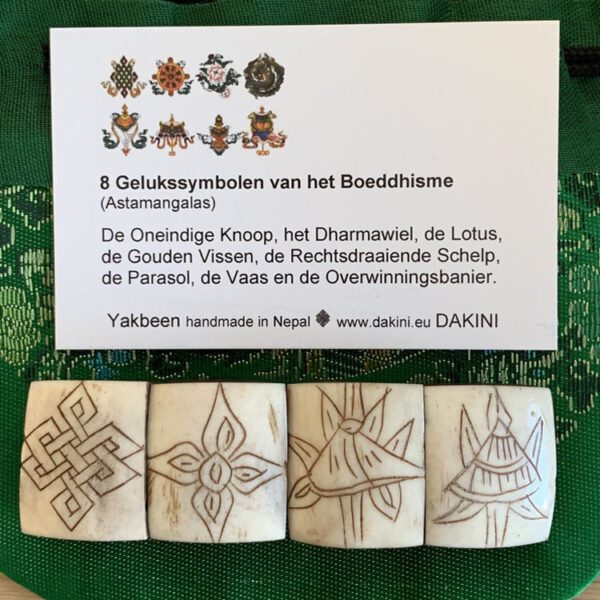 Yak Benen Armbanden met 8 Gelukstekens (Naturel)