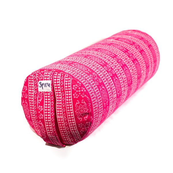 Yoga Bolster Roze Rond Katoen - Blok Print - 59 x 21