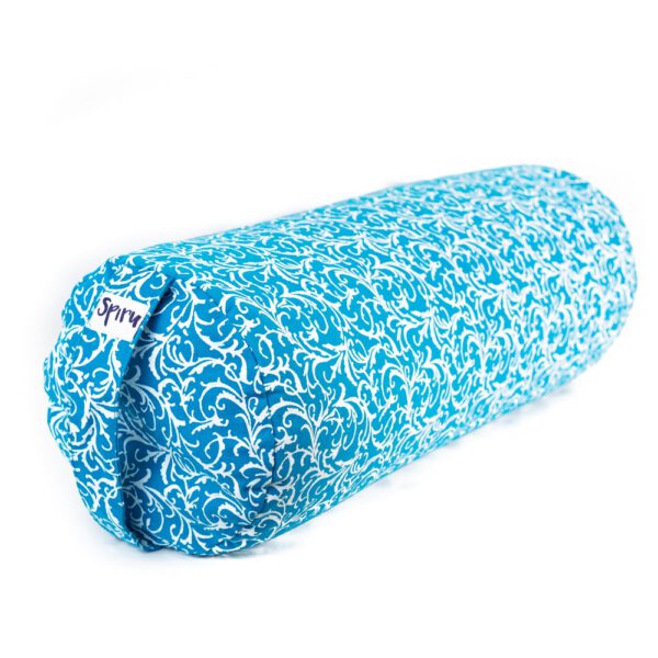 Yoga Bolster Turquoise Rond Katoen - Floral Print - 59 x 21