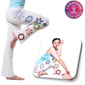 Yoga Handgeschilderde Chakra Broek Katoen Wit L