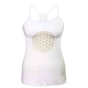 Yoga Top met &apos;Bloem des Levens&apos; - Wit L