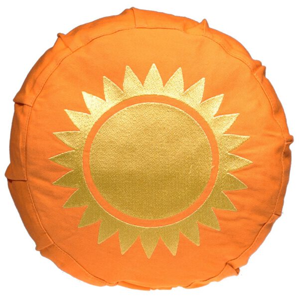 Yogi & Yogini Meditatiekussen Katoen Rond Oranje - Zon -  23 x 8 cm