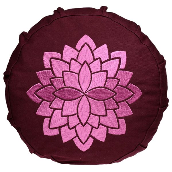 Yogi & Yogini Meditatiekussen Katoen Rond Rood - Lotus -  23 x 8 cm