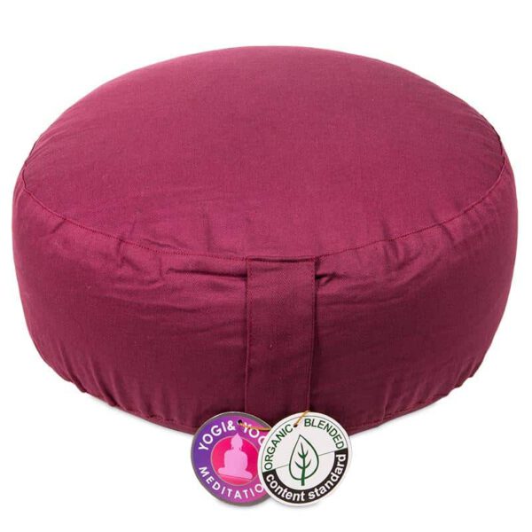 Yogi & Yogini Meditatiekussen Rond Katoen Aubergine - 33 x 17 cm