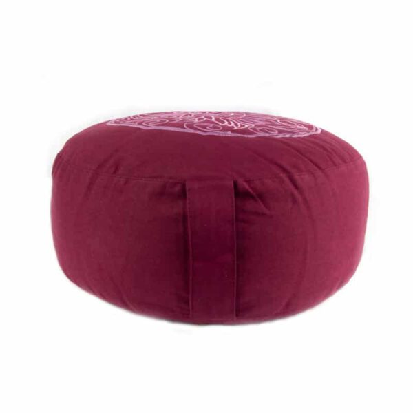 Yogi & Yogini Meditatiekussen Rond Katoen Aubergine - 33 x 17 cm