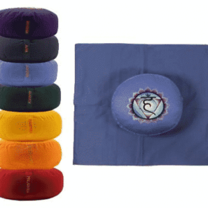 Yogi & Yogini Meditatiekussen Rond Katoen Blauw - 5e Chakra Set + Mat