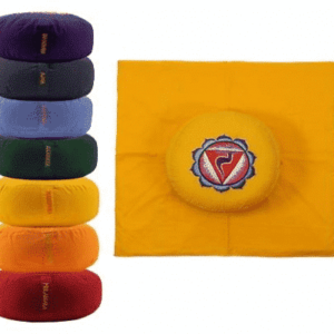 Yogi & Yogini Meditatiekussen Rond Katoen Geel - 3e Chakra Set + Mat