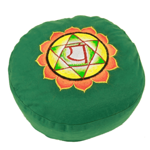 Yogi & Yogini Meditatiekussen Rond Katoen Groen - 4e Chakra Geborduurd