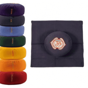 Yogi & Yogini Meditatiekussen Rond Katoen Indigo - 6e Chakra Set + Mat