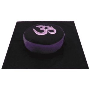 Yogi & Yogini Meditatiekussen Rond Katoen Paars op Zwart - Ohm Set +