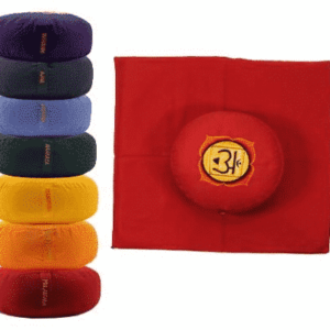 Yogi & Yogini Meditatiekussen Rond Katoen Rood - 1e Chakra Set + Mat