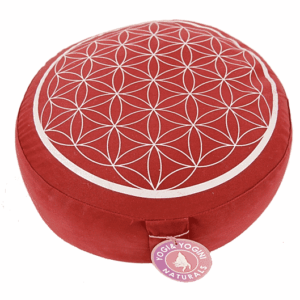 Yogi & Yogini Meditatiekussen Rond Katoen Rood - Levensbloem - 33 x 16