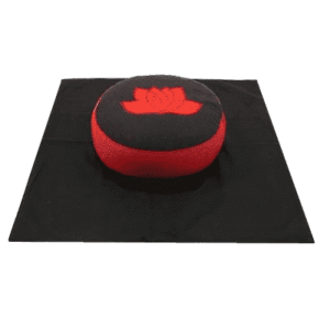 Yogi & Yogini Meditatiekussen Rond Katoen Rood op Zwart - Lotus Set +