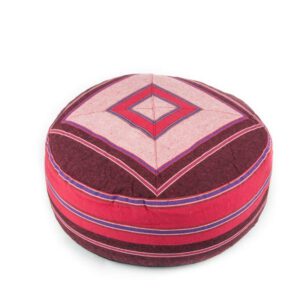 Yogi & Yogini Meditatiekussen Rond Katoen Roze - Patroon Rood - 33 x