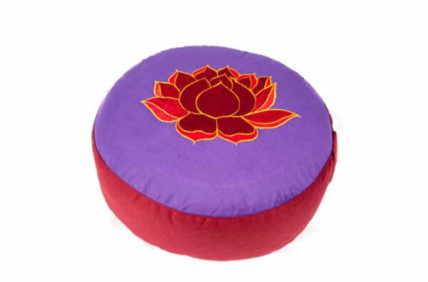 Yogi & Yogini Meditatiekussen Rond Katoen Violet - Lotus - 33 x 17 cm