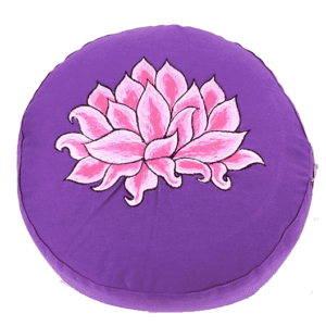 Yogi & Yogini Meditatiekussen Rond Katoen Violet - Lotus geborduurd -