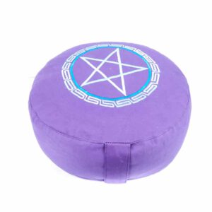 Yogi & Yogini Meditatiekussen Rond Katoen Violet - Pentagram - 33 x 17