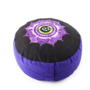 Yogi & Yogini Meditatiekussen Rond Katoen Zwart Violet - Lotus - 33 x