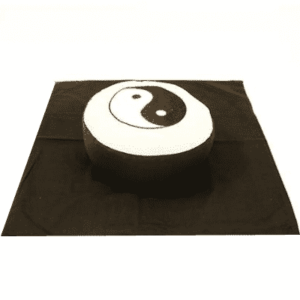 Yogi & Yogini Meditatiekussen Rond Katoen Zwart -  Yin Yang Set + Mat