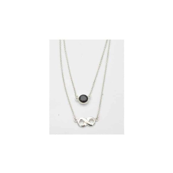 Zilveren Ketting Infinity Spinel Zwart