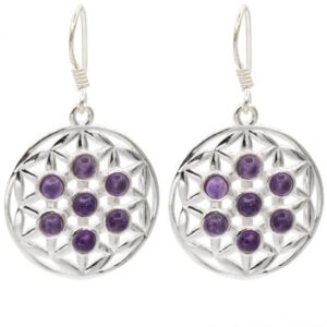 Zilveren Oorbellen Amethist Bloem des Levens - 925 Sterling