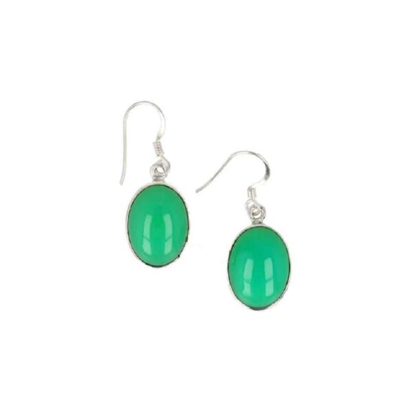 Zilveren Oorbellen Chrysopraas Ovaal - 925 Sterling