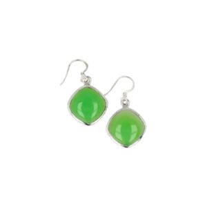 Zilveren Oorbellen Chrysopraas Vierkant - 925 Sterling