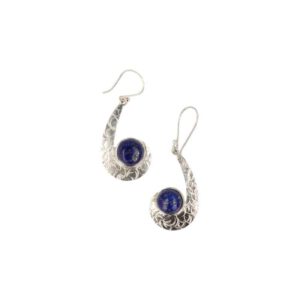 Zilveren Oorbellen Lapis Lazuli Spiraal (26 mm) - 925 Sterling