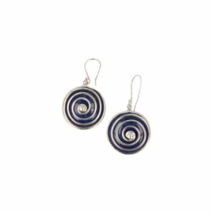 Zilveren Oorbellen Lapis Lazuli Spiraal/Rond (23 mm) - 925 Sterling