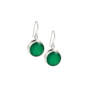 Zilveren Oorbellen Onyx Groen Facet  - 925 Sterling