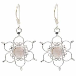 Zilveren Oorbellen Rozenkwarts Lotus - 925 Sterling