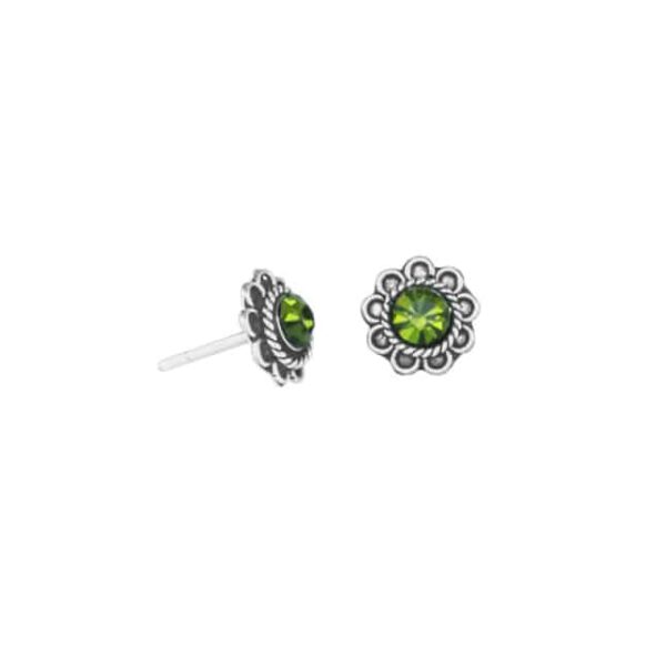 Zilveren Oorstekers Flor Groen Zirkonia - 925 Sterling