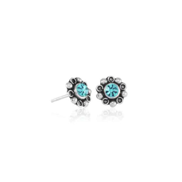 Zilveren Oorstekers Flor Margarita Turquoise Zirkonia - 925 Sterling