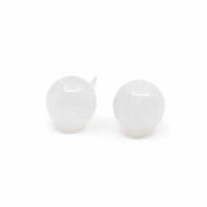 Zilveren Oorstekers Witte Jade - 925 Sterling