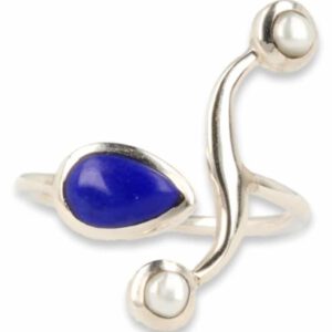 Zilveren Ring Lapis Lazuli en Parel